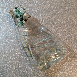 Glass Bottle Cheese Tray with Beaded Handle